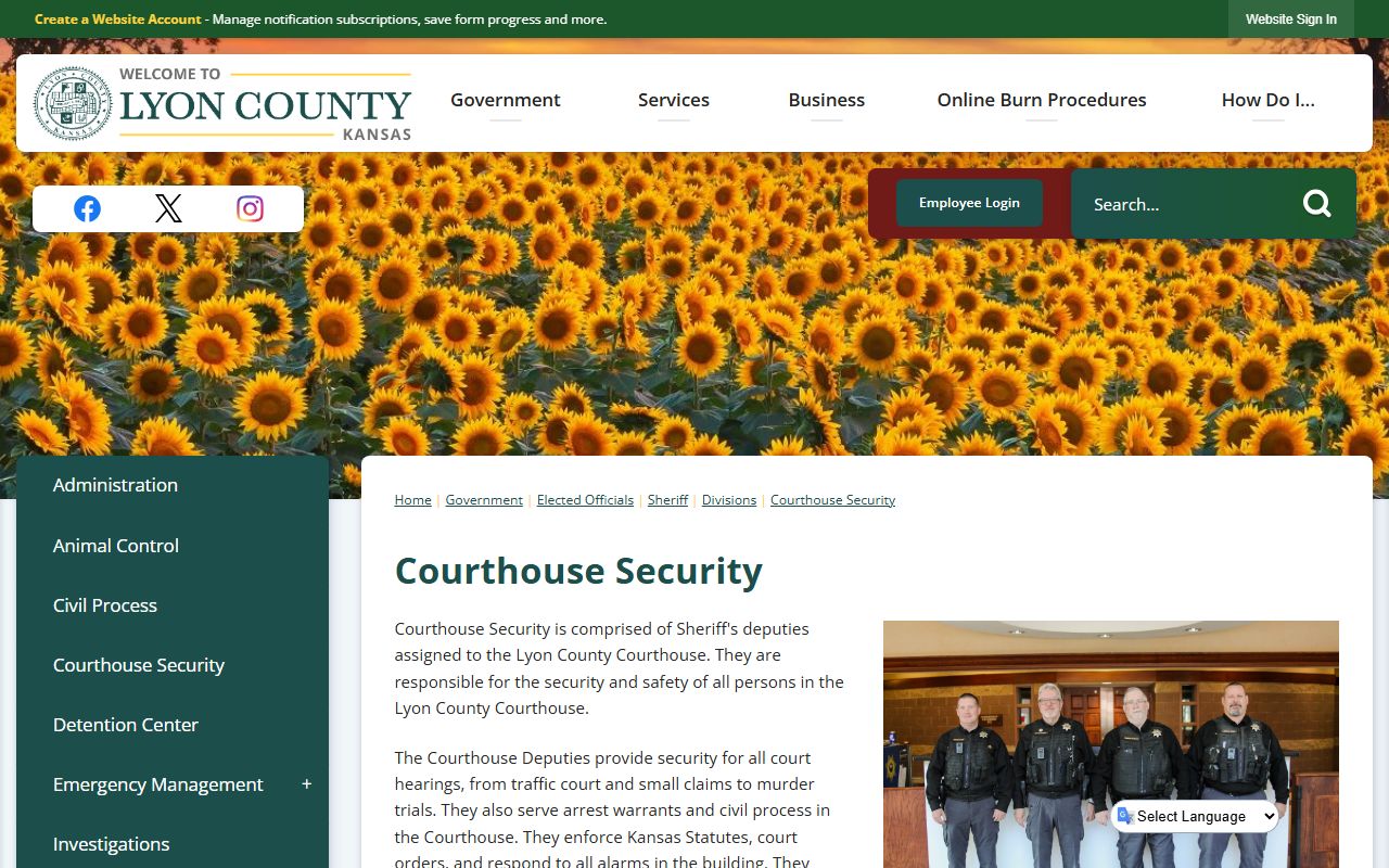 Lyon County open records request page for jail mugshots and booking photos